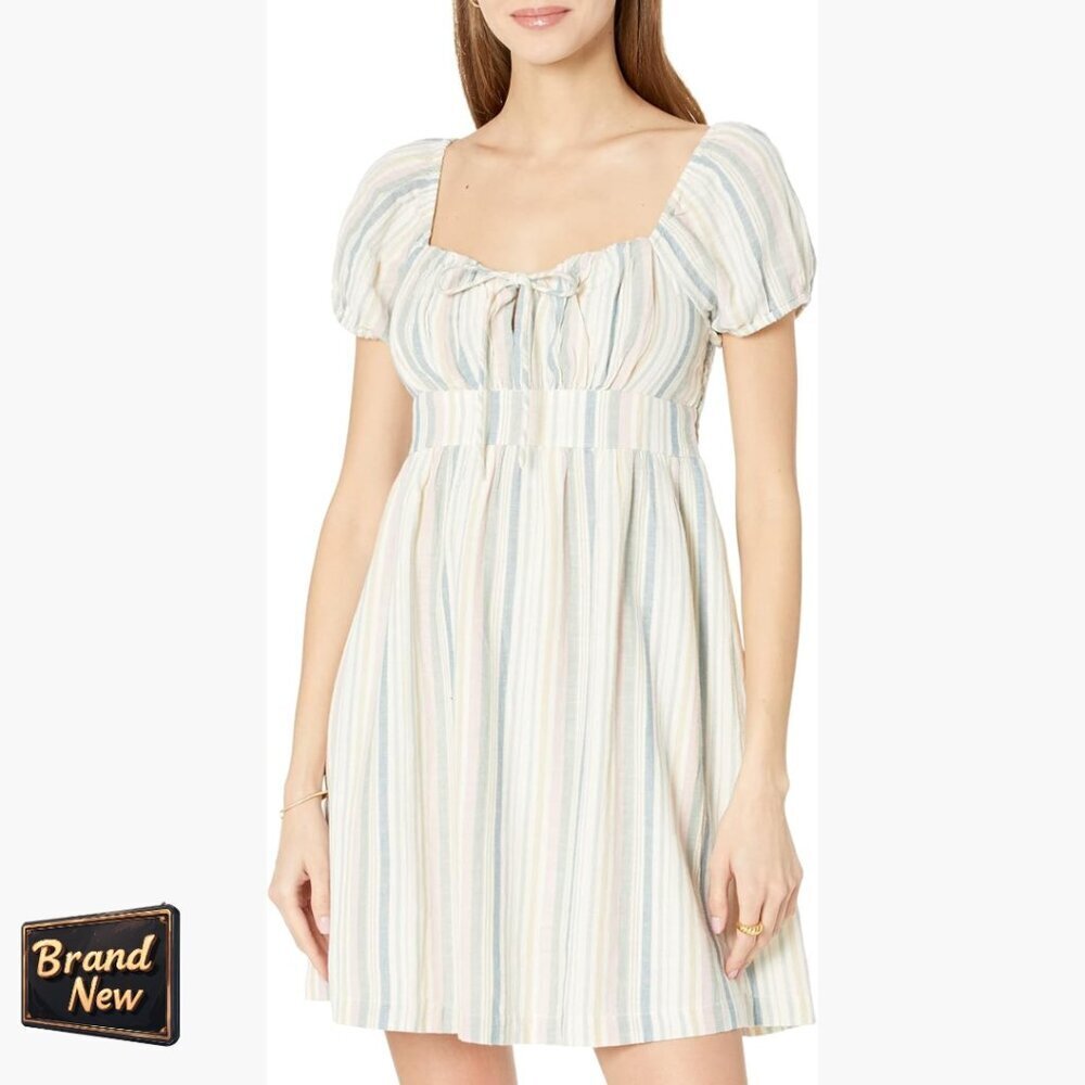 Babydoll Mini Dress Square Neck Short Sleeves Soft Wash Casual Wear